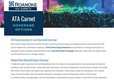 ATA Carnet Coverage Options