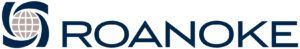 Roanoke company logo featuring a stylized globe/network icon with interconnected lines and circular elements