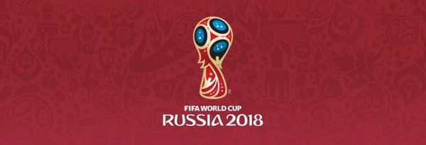 Official logo for the 2018 FIFA World Cup hosted in Russia, featuring a stylized trophy in red, gold