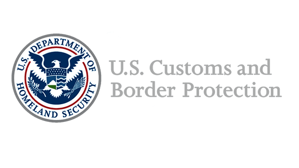 U.S. Customs and Border Protection official logo featuring a blue and white eagle emblem with gray text